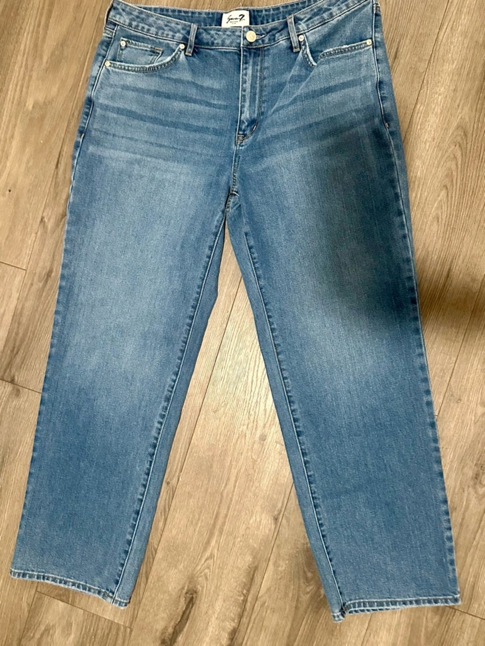 Seven7 Featherlight Straight Wide Leg Jeans in Size 12 Blue Denim - Picture 9 of 16